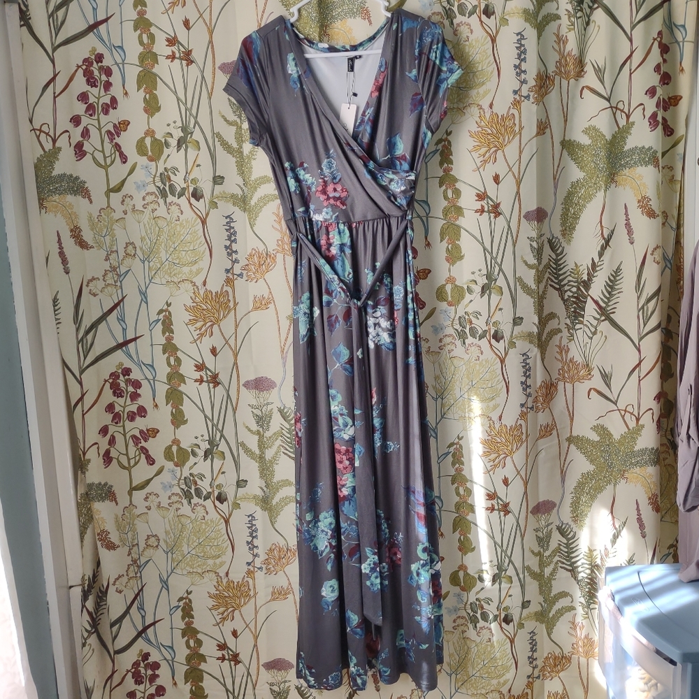 Sage green floral maxi dress